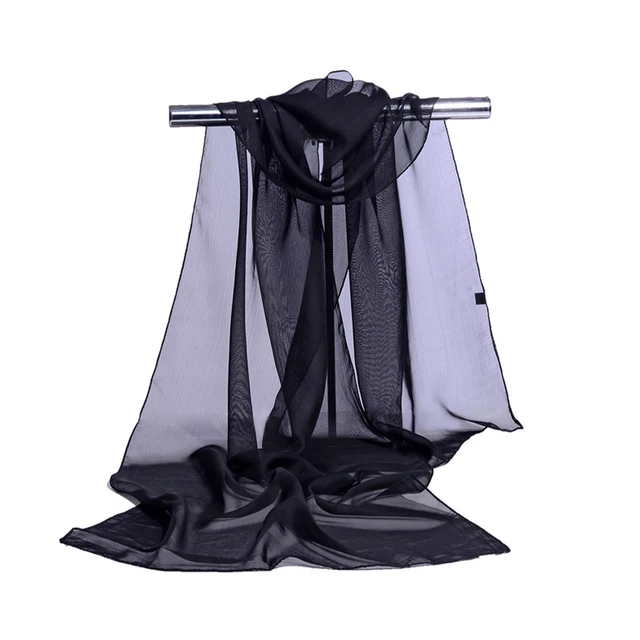 Women Chiffon Plain Sheer Wrap Stole Neck Scarves Hijab Sarong Shawl Head Scarf Solid Color White Hijab Scarf Printed Shawls 4