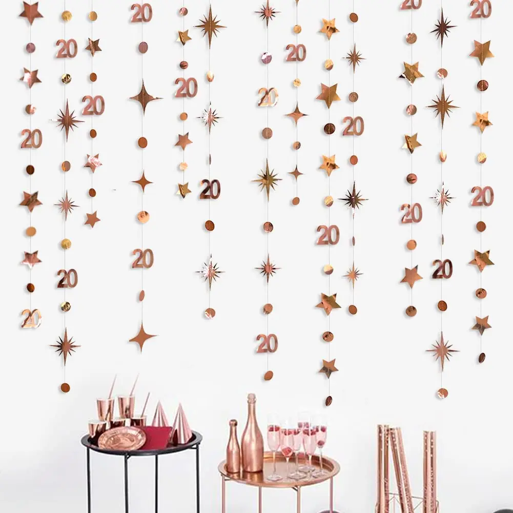 Decorazioni 7° Compleanno Ragazze - Cerchietto E Brillantini Rosa Con Corona Floreale - Foto 5