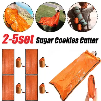 2-5set Emergency Sleeping Bag Emergency Blanket Survival Sleeping Bag Survival Gear for Camping Hiking Outdoor Adventure 2