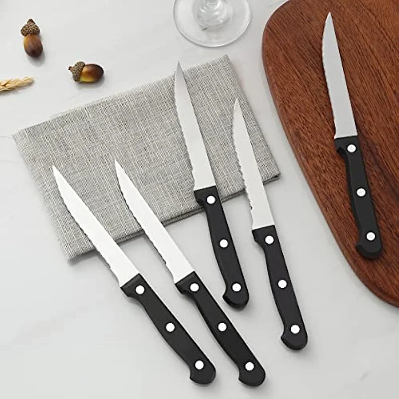 4 Steak Knife Set Serrated Edge 7.5 Stainless Steel Knives Cutlery Utensil