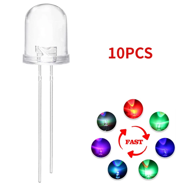 10/20PCS 8mm LED Diode Super Bright Light Emitting Diodes Multicolor