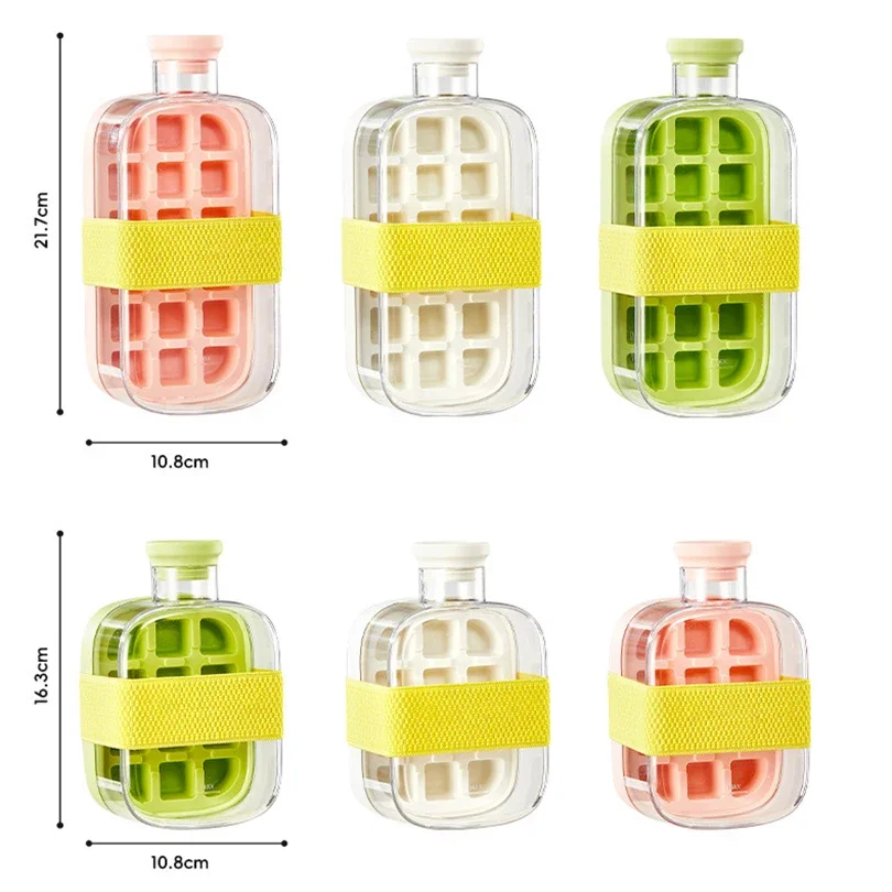 1pc Ice Cube Tray With Lid No Spill Ice Tray No Touch Silicone Ice Cube Tray For Freezer With Straw Cable Tie Mold