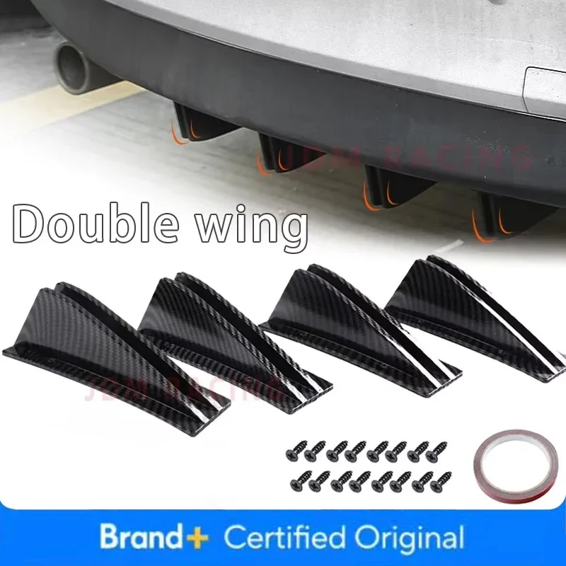 New 4Pcs Universal Car Rear Bumper Lip Splitter Spoiler Anti-collision Body Bumper Astern protection for Curved Mounting Surface