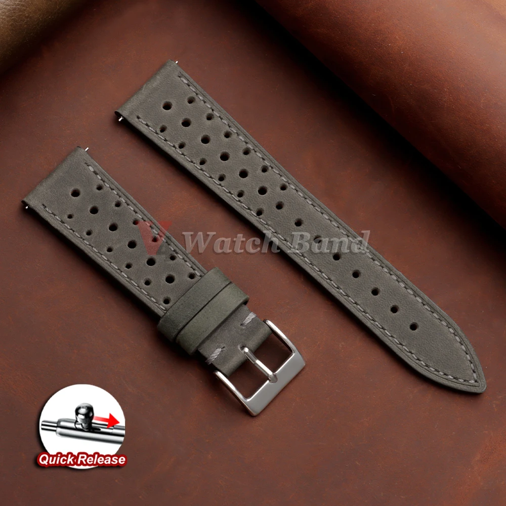 Vintage Racing Quick Release Breathable Watch Straps, Porous Design, Multiple Sizes Available