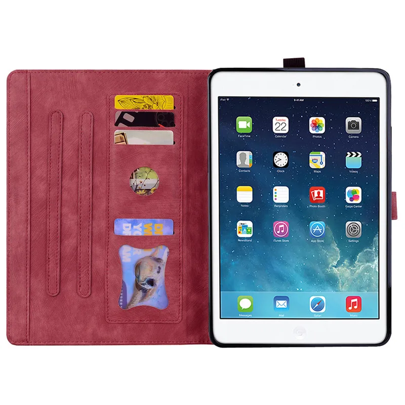 para Ipad 9ª Geração Case em Relevo Flor Carteira Tablet Funda para Ipad 10.2 9.7 Case para Ipad th Gen Air Meninas - Imagem 2