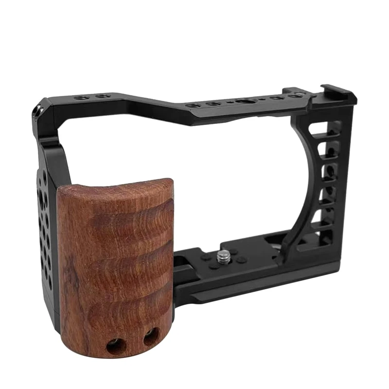 

Camera Cage For Sony A7C Camera With Wooden Handle Protection Frame Housing Cage Handle