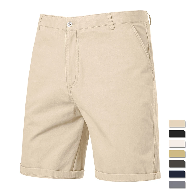 Pantalones cortos informales de negocios para hombre, Bermudas coreanas japonesas de algodón sólido, pantalones hasta la rodilla, pantalones deportivos de Golf, pantalones cortos de playa para correr