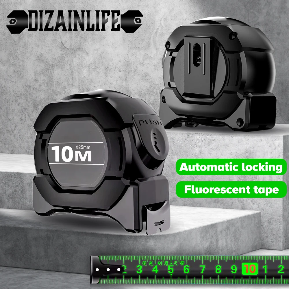 tape measure 5/7.5/10M metric self locking fluorescent steel high precision wear-resistant ruler measuring tools