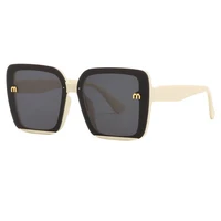 Lunettes de soleil carrées classiques à grand cadre pour hommes et femmes, design de lettre rectangulaire, lunettes de soleil rétro, UV400, marque de mode 5