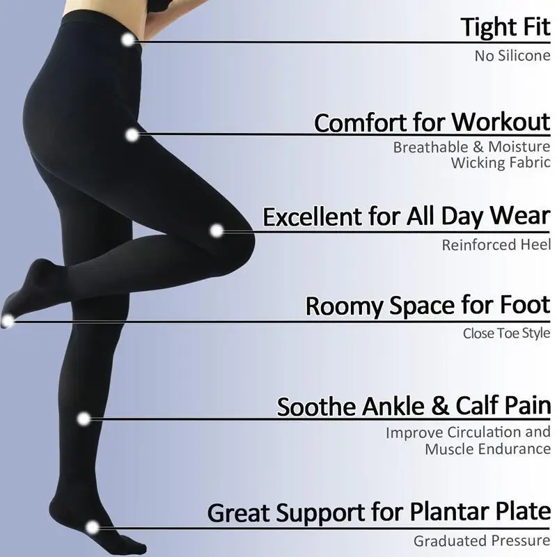 Thigh High Compression Stockings Medical Women Men Opaque Closed Toe 20-30mmHg Graduated Support For Varicose Veins Edema