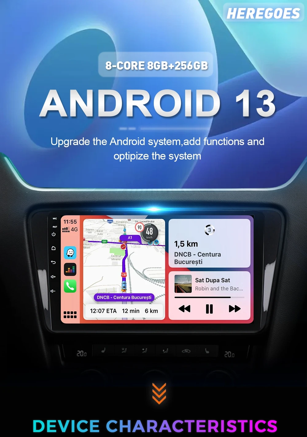 Carplay 12.3 "Android 13 Autoradio Multimedia-Player 8 256GB GPS Navigation Stereo für Toyota Land Cruiser Prado 2018 2013-2018 – Detail 2