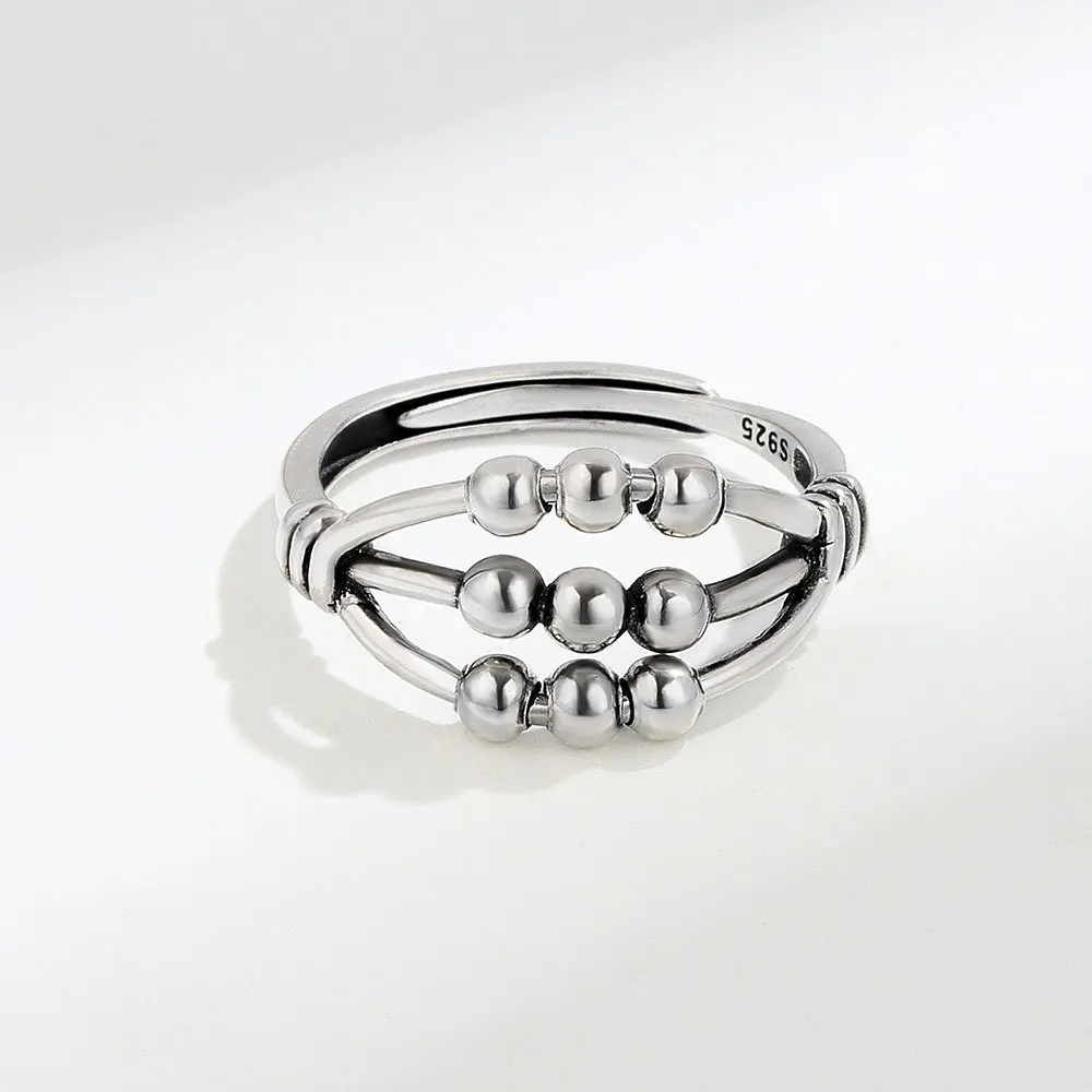 Anti Stress Anxiety Ring Fidget Spinner Rings Adjustable Women Rotating Freely Spinning Accessories Jewelry Gifts SMJEL