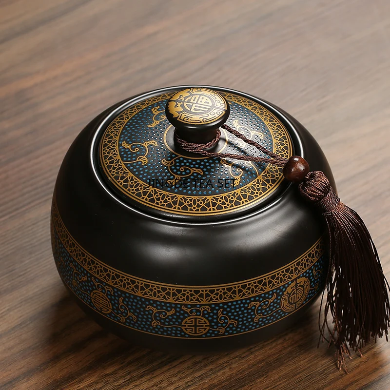 1 classic ceramic teapot with lid sealed can household candy snacks nuts coffee beans moisture-proof container