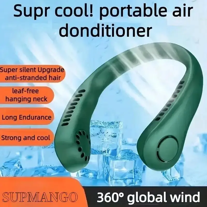 Neck Fan Portable Neck Fan MINI Electric Ventilador Silent Neckband Wearable Cooling FAN USB Rechargeable Bladeless Mobile Air Conditioner