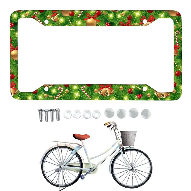 

Декоративная рамка для номерного знака, красочная яркая Рождественская фоторамка, универсальные аксессуары для украшения автомобиля с винтами