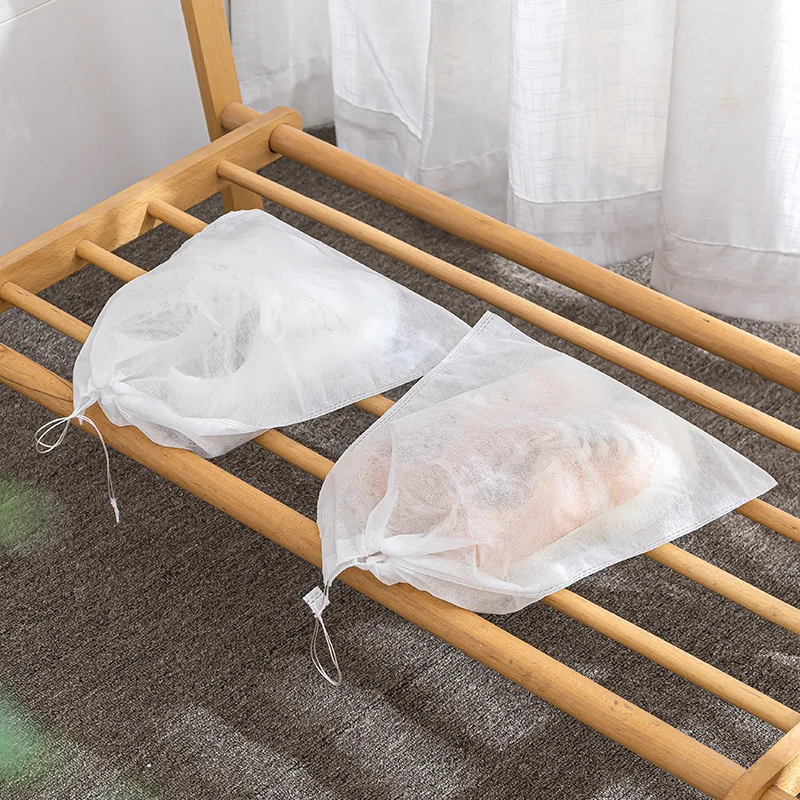 10 pcs/set Shoe Fabric Covers Non-woven Dustproof Drawstring Clear Storage Bag Travel Pouch Shoe Bags Dry Shoes Protect 3