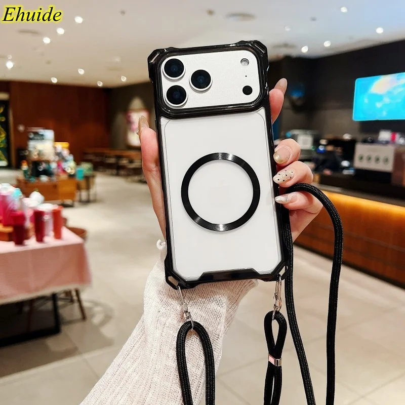Magnetic Shockproof Crossbody Strap Lanyard Phone Case with MagSafe Compatibility