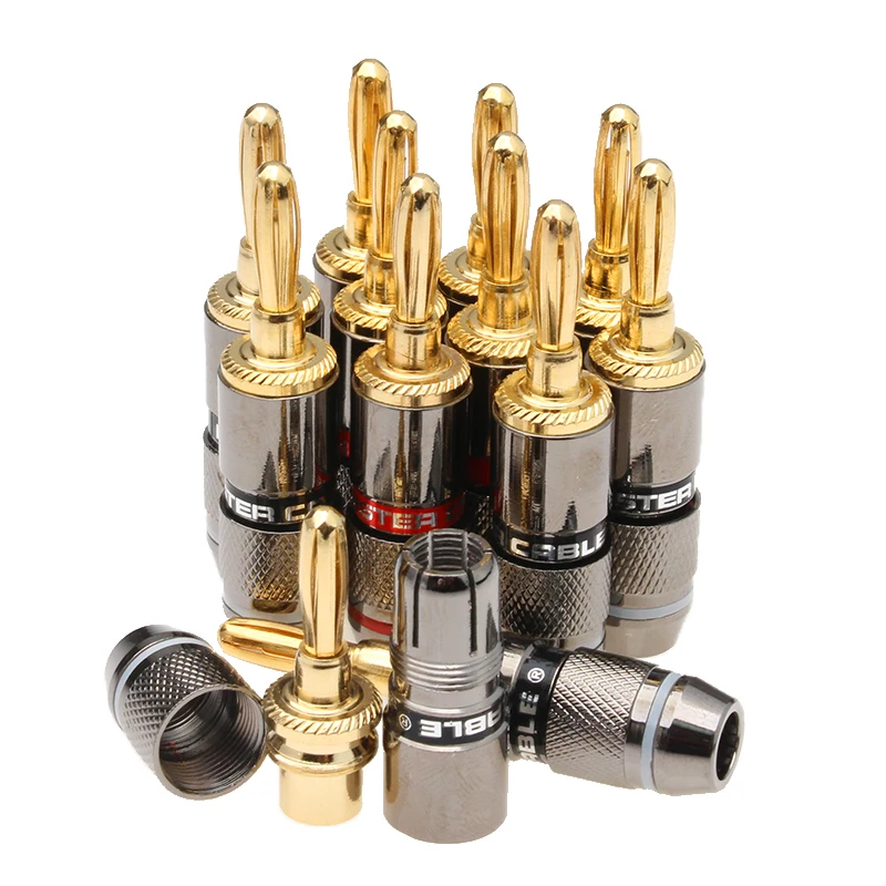 8/12PCS Speaker Banana Plug Connector Monster 24K Gold Plated Copper Speaker Adapter Audio Video Terminal Banana Connectors papri 1pair mps m 7 sp 99 99997% occ audio wire hifi cable 24k gold plated connector speaker banana plugs amplifier cables