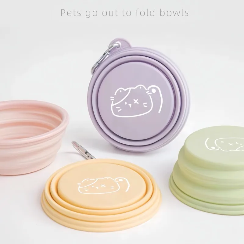 Dog Pet Folding Silicone Bowl 350ml/650ml Outdoor Travel Foldable Portable Cat Food Water Container Feeding Tray Bowls 3
