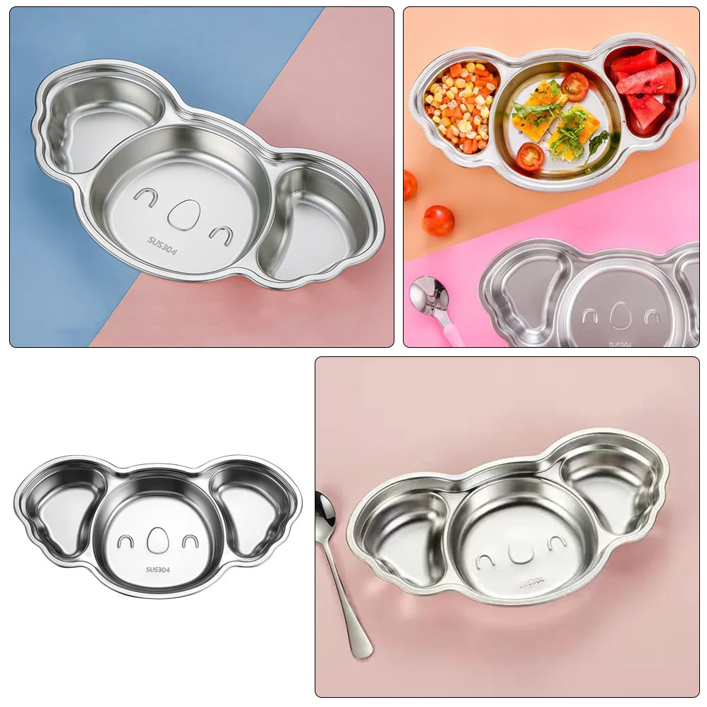 Food Trays Cartoon Divided Plate Stainless Steel Serving Aluminum Soup Dinner Plates Child