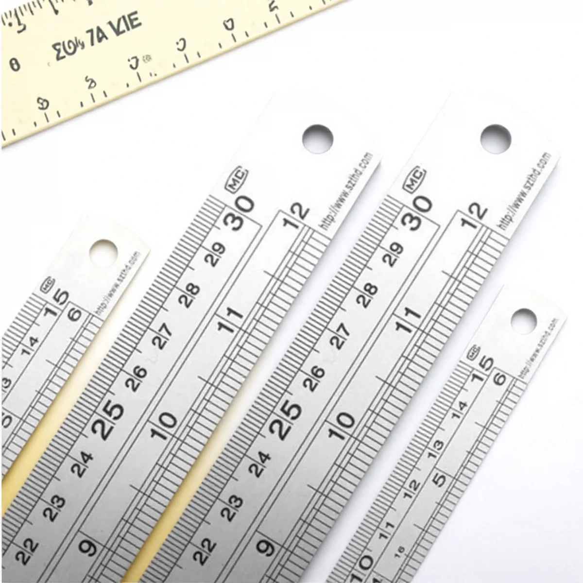 Premium Stainless Steel Ruler Set - Precision Double-Sided Graduation Scale, 5-Piece Collection