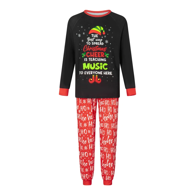 thumbnail image 5 of Pijamas familiares navideños a juego, conjunto de camiseta de manga larga con pantalones y estampado de letras, mono, ropa de dormir para estar en casa, 5 of 5