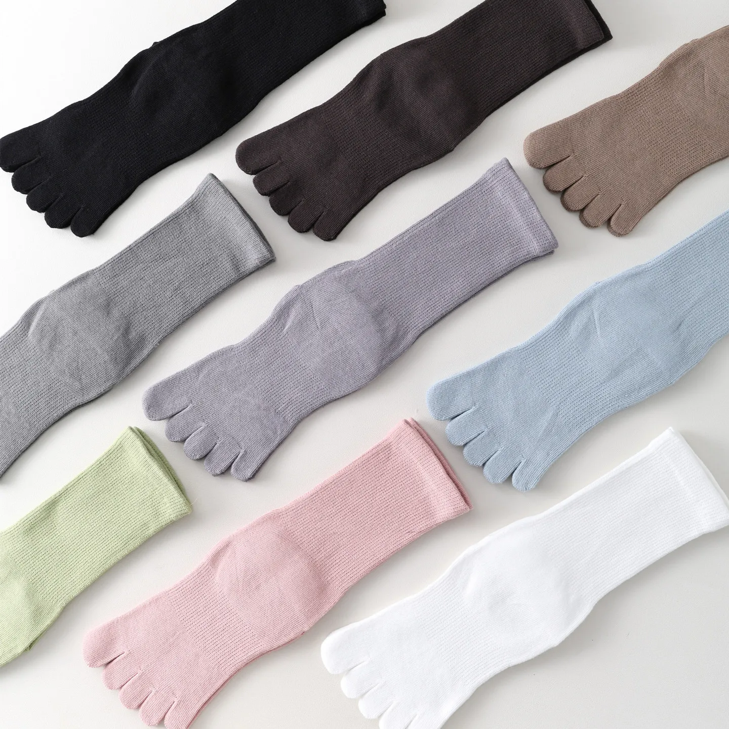 1 Paar Damen-Yoga-Socken, Bonbonfarben, Baumwolle, Silikon, rutschfest, geteilte Zehenpartie, Pilates-Socken, Outdoor, Radfahren, Fünf-Finger-Sportsocken – Detail 3