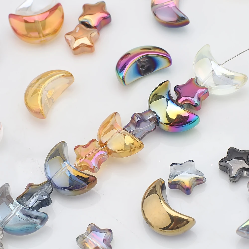 60Pcs 혼합 크리스탈 유리 스타 문 느슨한 펜 던 트 비즈 공예 DIY 만들기 보석 수 제 귀걸이 목걸이 액세서리