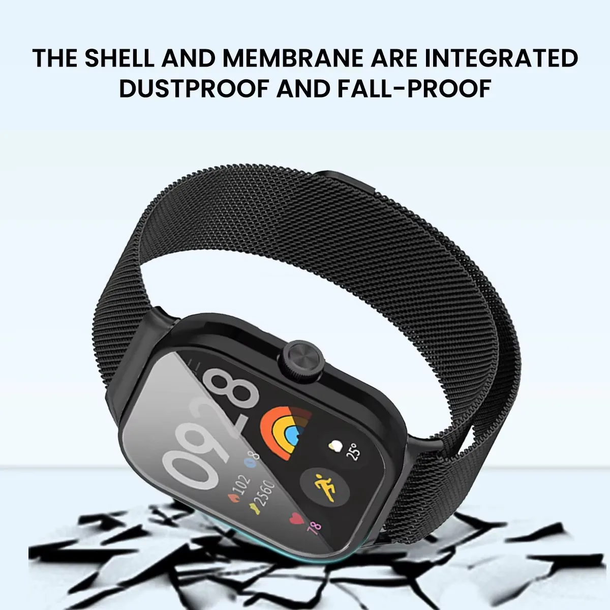 Metal Strap with Case and Screen Protector - Magnetic Loop Watchband Bracelet