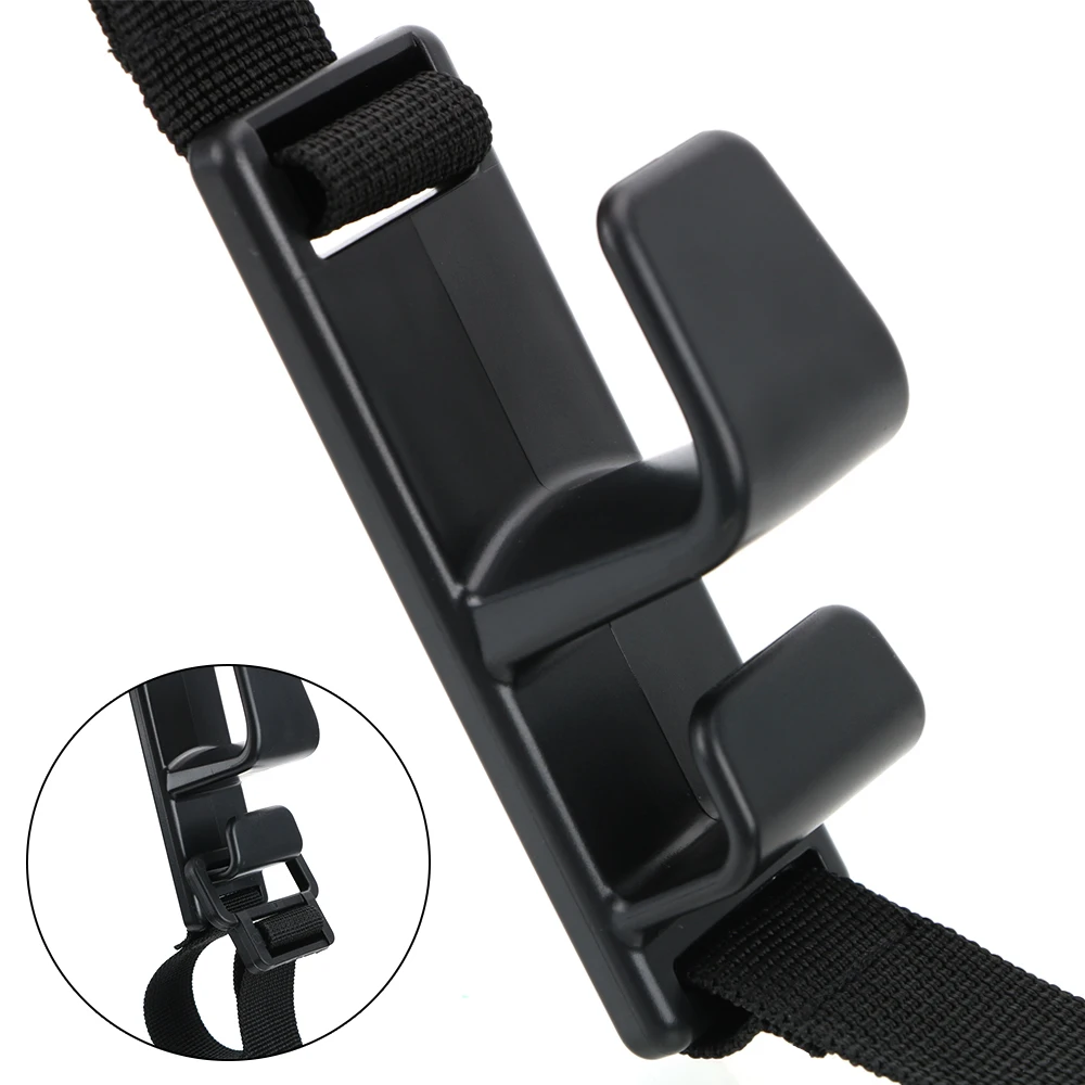 Set 2 Ganci Doppi Per Poggiatesta Auto In Pelle E Metallo, Multifunzione Con Supporto Per Telefono, 360° Girevoli, Per Appendere Borse E Oggetti – Nero