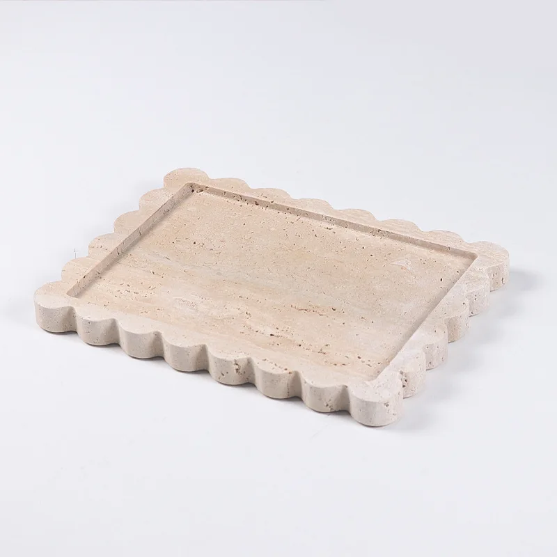 Wabi-Sabi Style Retro Natural Yellow Travertine Fruit Plate Tray Ornament Jewelry Plate Home Decor 4