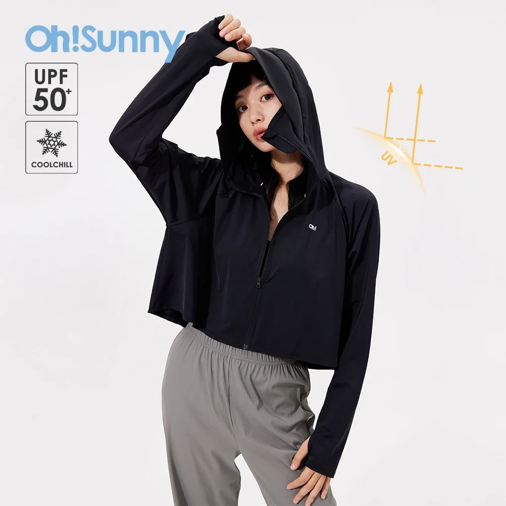 OhSunny Summer Women Cool Sun Protection Coat Coolchill Fabric Anti-UV Skin Jacket UPF50+ Quick Dry Hoodie Outdoors Clothing