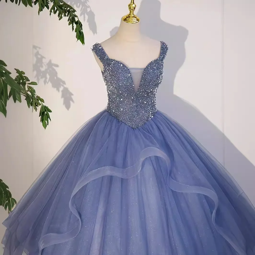 Vestido De baile De quinceañera, vestidos De lentejuelas De tul para fiesta De graduación, cumpleaños, ocasión Formal, 15 dulce 16