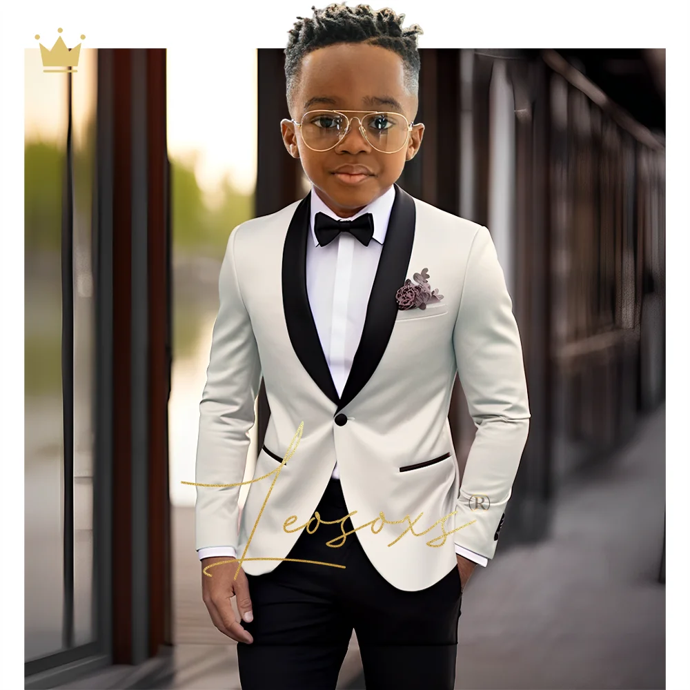 Boys Single Button Shawl Collar Suit Dress 2 Piece Suit Children Wedding Party Dinner Cocktail Party Tuxedo Boys Formal Suit Set