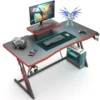 47 inch Gaming Desk Computer Desk with Monitor Stand and Cup Holder, Black 1