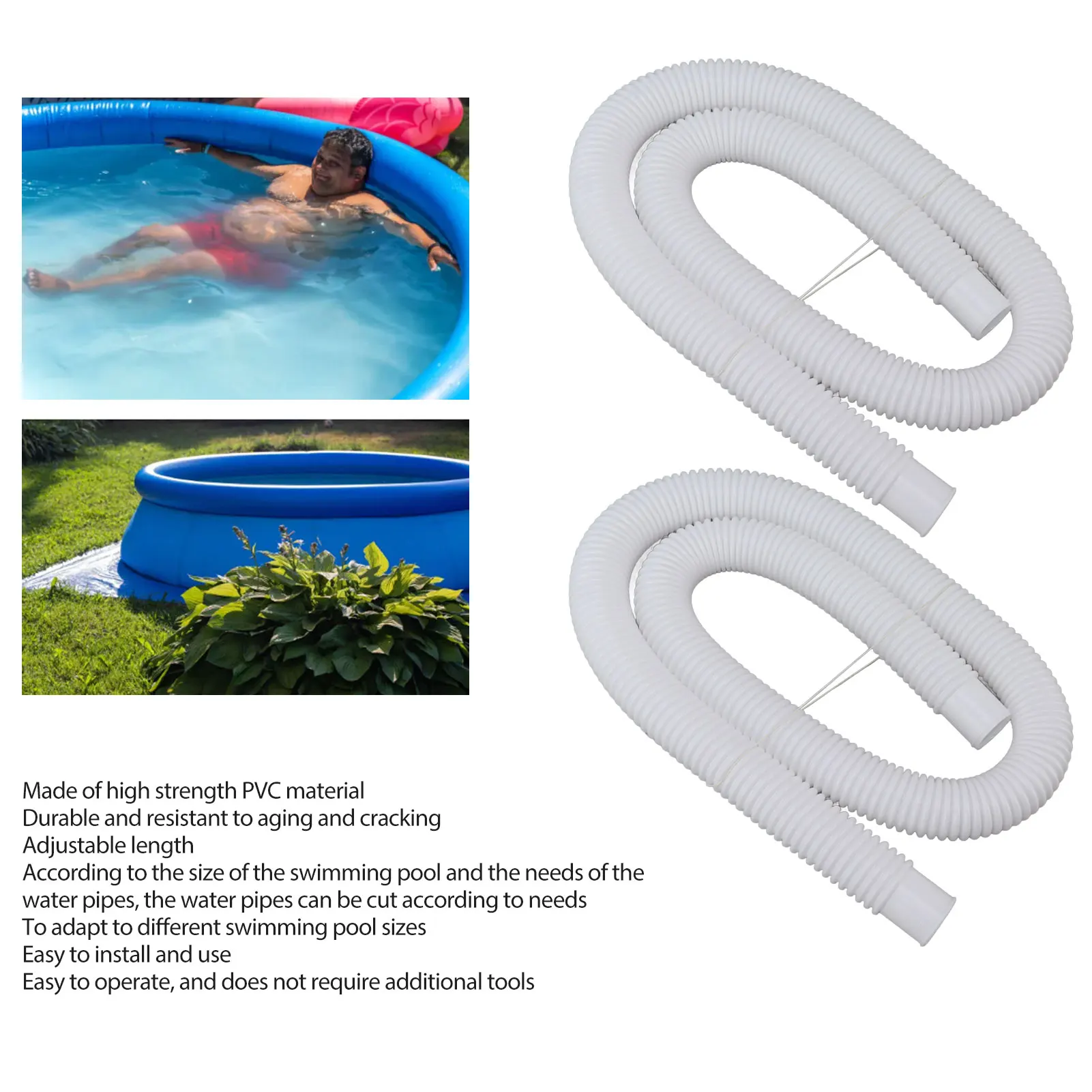 Leakproof Replacement Pool Tubes with Hose Clamps Swimming Pool Replacement Hose for 300 330 530 1000 Gallon Pool Pump 4