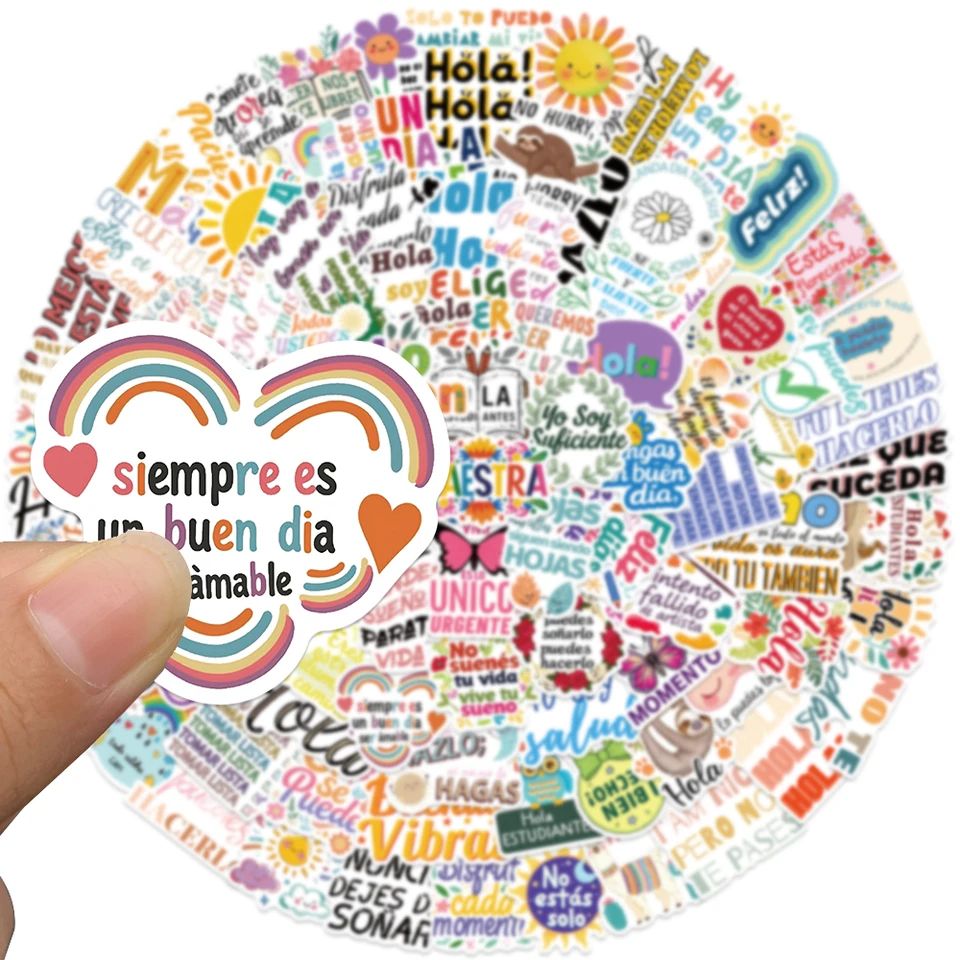 50/100 Uds. Pegatinas con frases motivacionales en español de dibujos  animados divertidos, calcomanías positivas para ordenador portátil,  equipaje, guitarra, teléfono, Graffiti impermeable - ..., image size:960x960