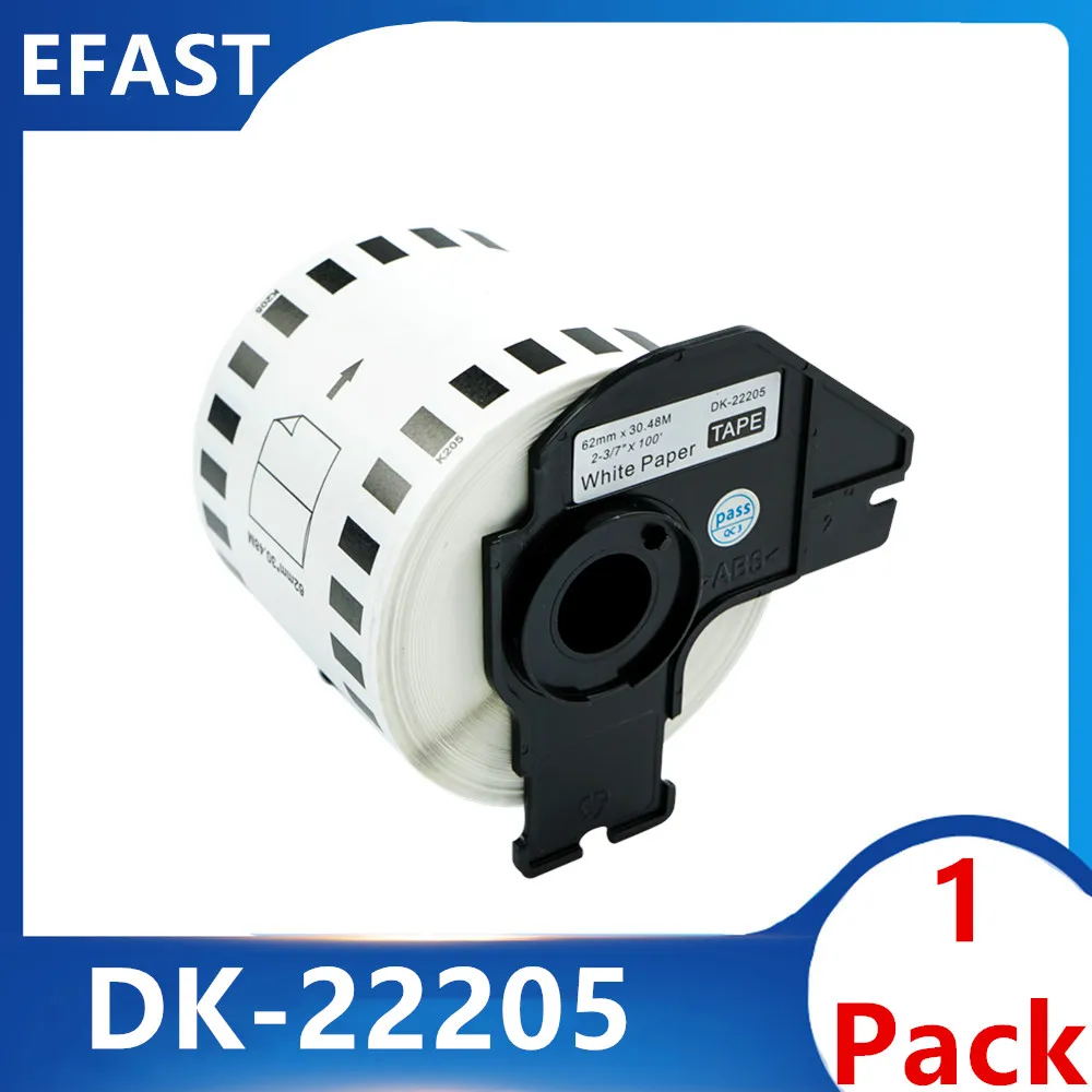 

1PK Rolls DK-22205 Label TAPE 62mm*30.48M for Brother QL-500 Labels Barcode Sticker White Paper DK22205 Full Blank Sticker