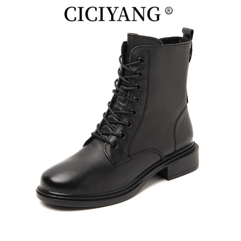 

CICIYANG Women Ankle Boots 2023 New Women Winter Boots Non-slip Genuine Leather Women Snow Boots
