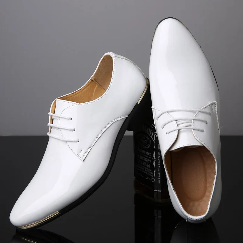 

WTEMPO Men Dress Shoes Patent Leather Men's Formal Shoes Luxury Fashion Groom Wedding Shoe Male Oxford Shoes Plus Size 38-48