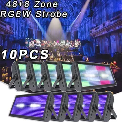 10PCS LED 5050 Lamp Bead 768PCS RGB + 96PCS White Strobe Washing Effect Stage Lighting DMX Music Party Dj Disco Floor Par Lights
