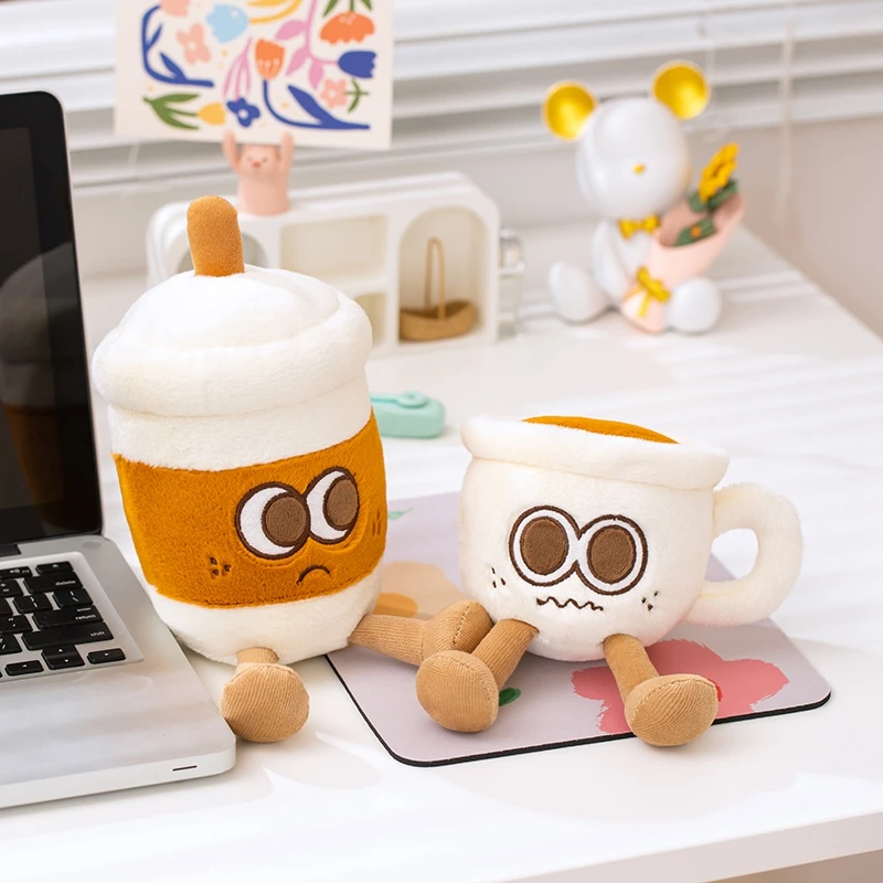Funny Plush Coffee Cup Mug Teapot Toy Collectible Bottle Plushie Travel Companion for Adults And Kids Play House Birthday Gift