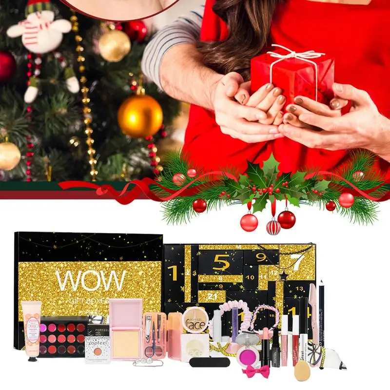 24 Days Beauty Advent Calendar Makeup Set 24pcs Christmas Countdown Calendar Make up Calendar Lipstick Eye Shadow Cosmetic 6