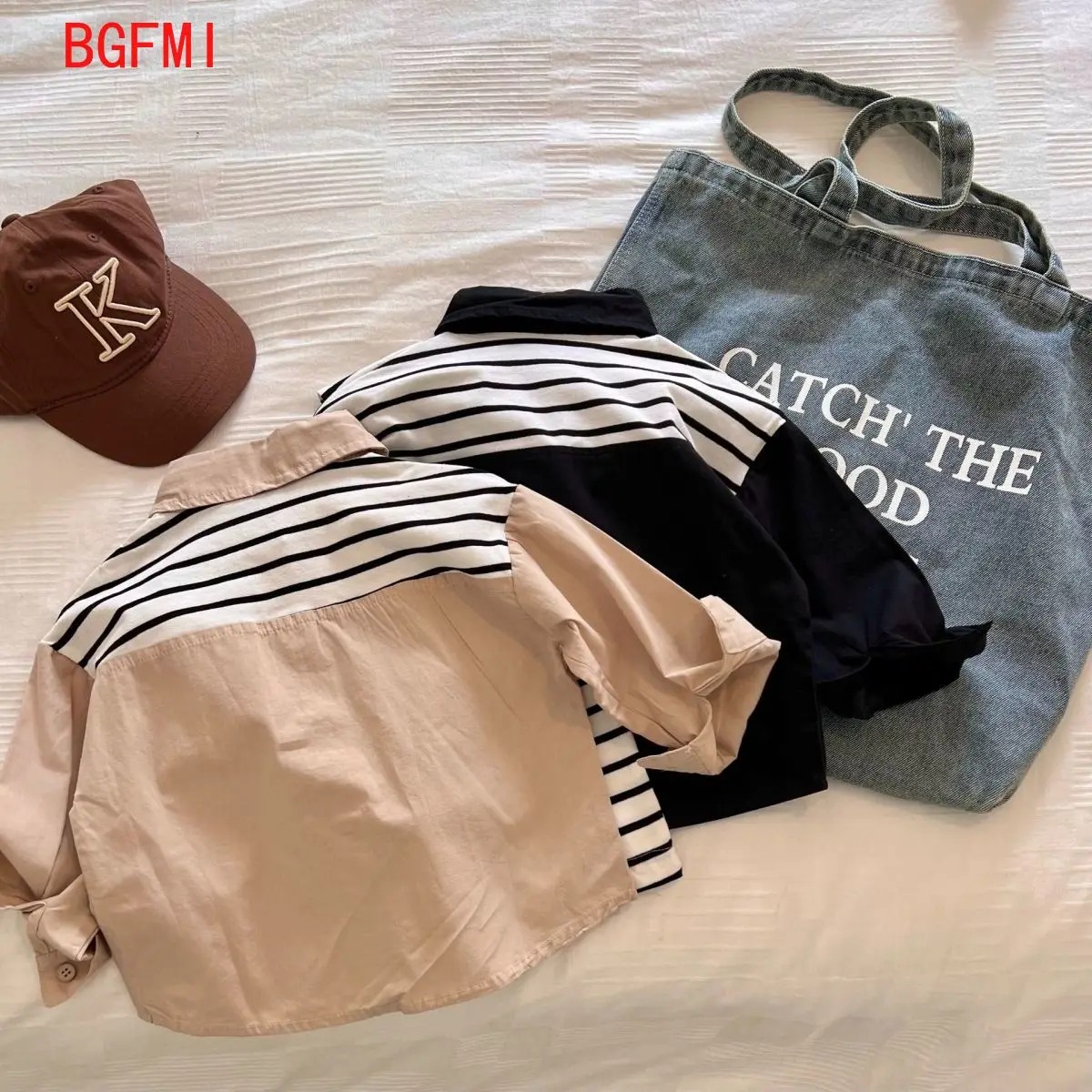 Children's Shirt Spring and Autumn New Fake Two Tops Boys and Girls Striped Shawl Shirt Fashion Children's Clothing 2-10Yrs Old