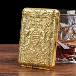 Vintage Engraved Metal Cigarette Case - Elegant Tobacco Holder and Storage Box (Gold)