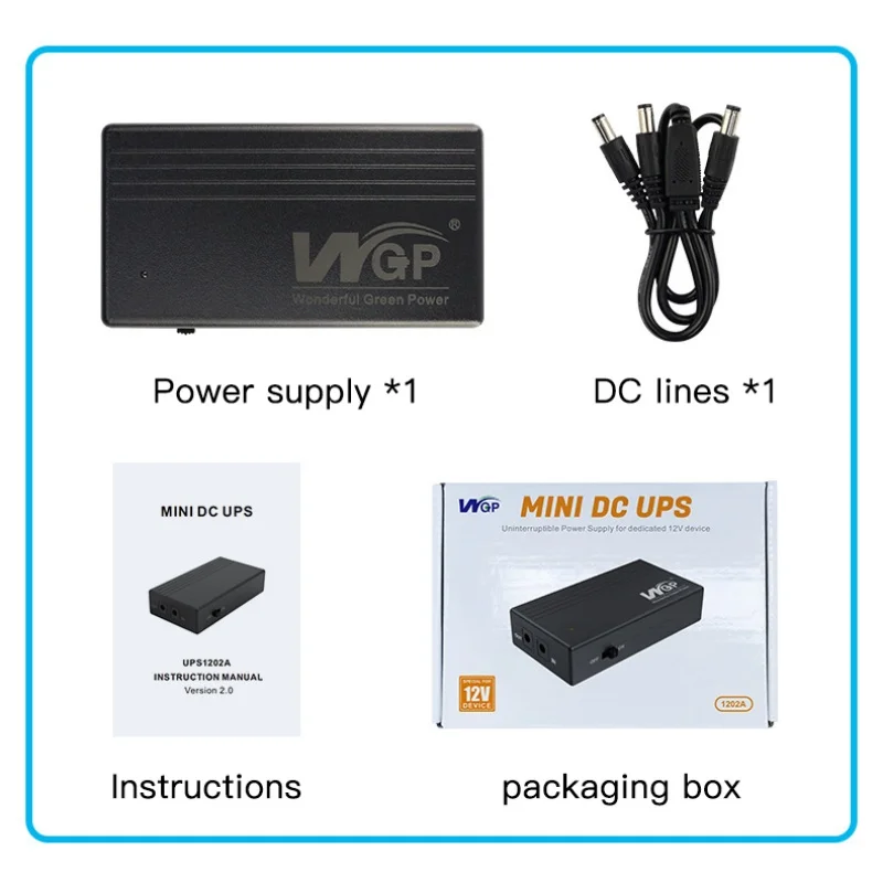 WGP Mini UPS DC Uninterruptible Power Supply Portable 18650 Battery Backup 12v 2A Double Router Modem Wifi 220V with Charging DC Power Supply Uninterruptible Power Supply Portable UPS Mini UPS
