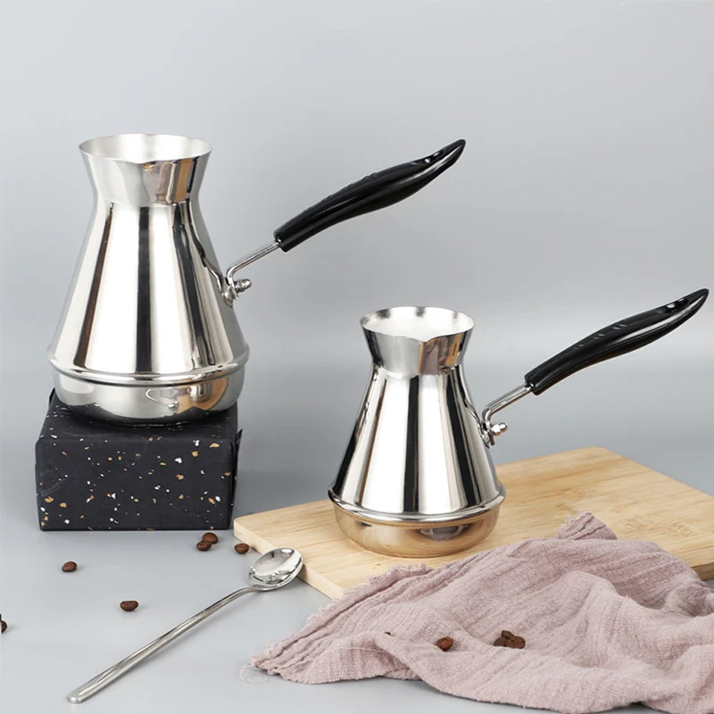 Turkish Coffee Pot Cezve Ibrik Stainless Steel Long Handle Finjan Coffee Pot Milk Butter Melting Jug 250/350/550/650/850ml