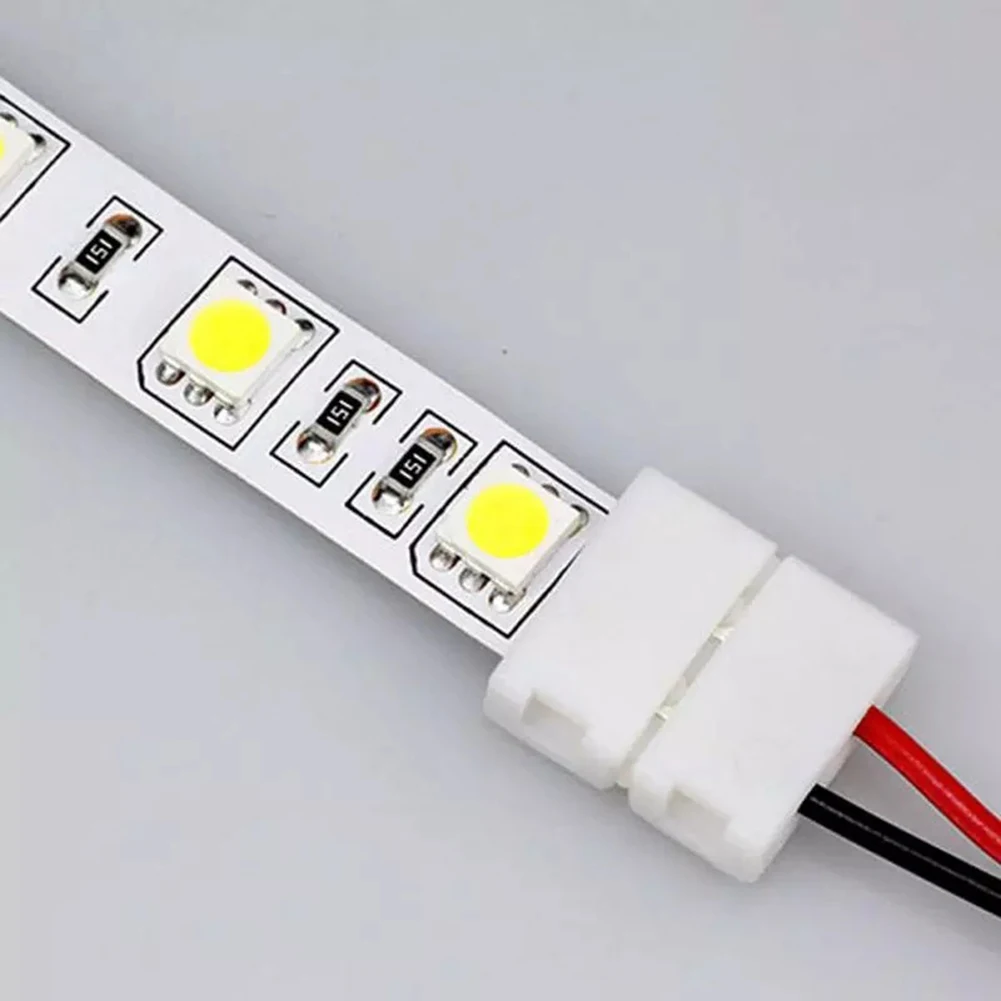 

10X LED Strip Connector 10MM Electrical Connect Splice 2-Pins Power Clip SMD 5050 5630 SINGLE 2 WIRE PCB BOARD ADAPTER