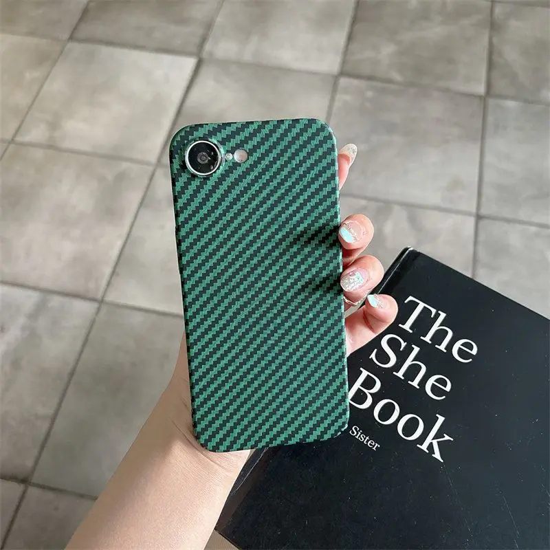 Stylish Carbon Fiber Textured Color-Blocked Drop-Proof Phone Case