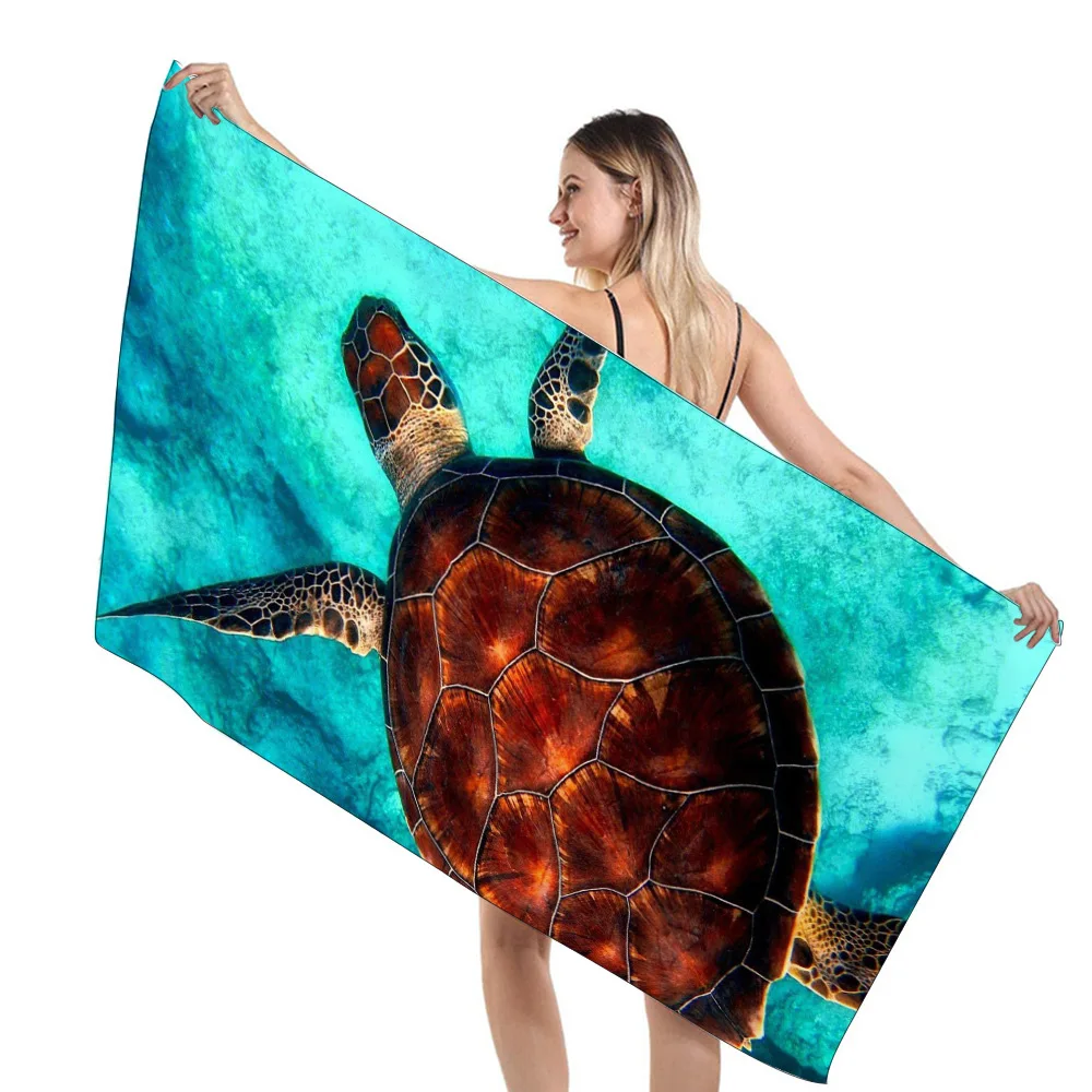 Cartoon Sea Turtle Beach Towel for Boys，Girls，Adults，Teen and Kids Quick Dry Sand Free Large Pool Absorbent Quick Dry Bath Towel
